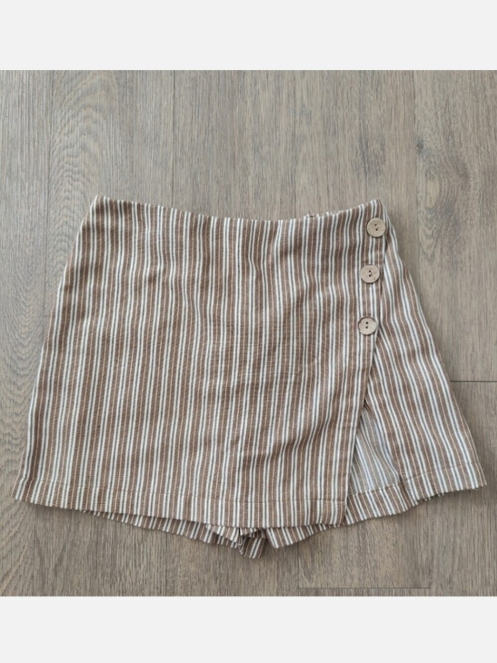 Cotton Candy LA Tan & White Striped Skort Skirt